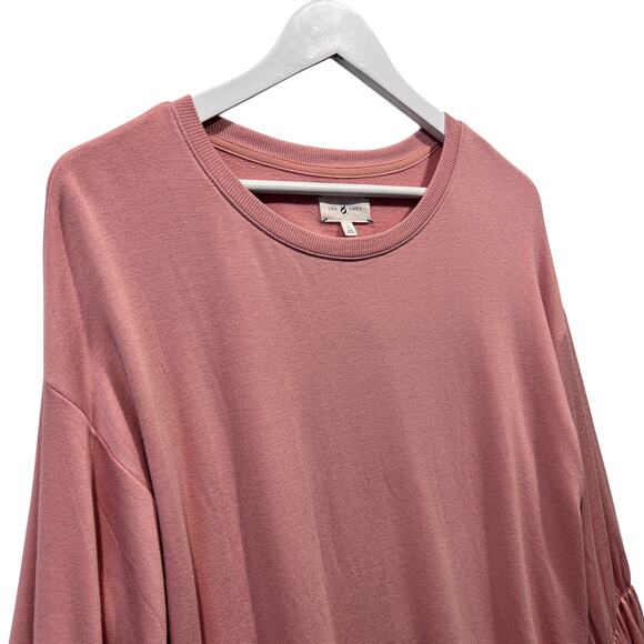 Lou and Grey Womens Size Large Soft Drop Sleeve Sweatshirt Gather Sleeve Pink - Picture 4 of 9